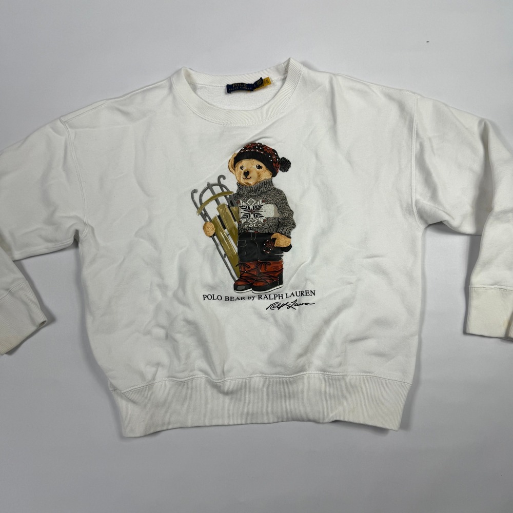 Ralph Lauren Women L Top Rare Polo Bear Fleece Sweatshirt Men M Limited Edition